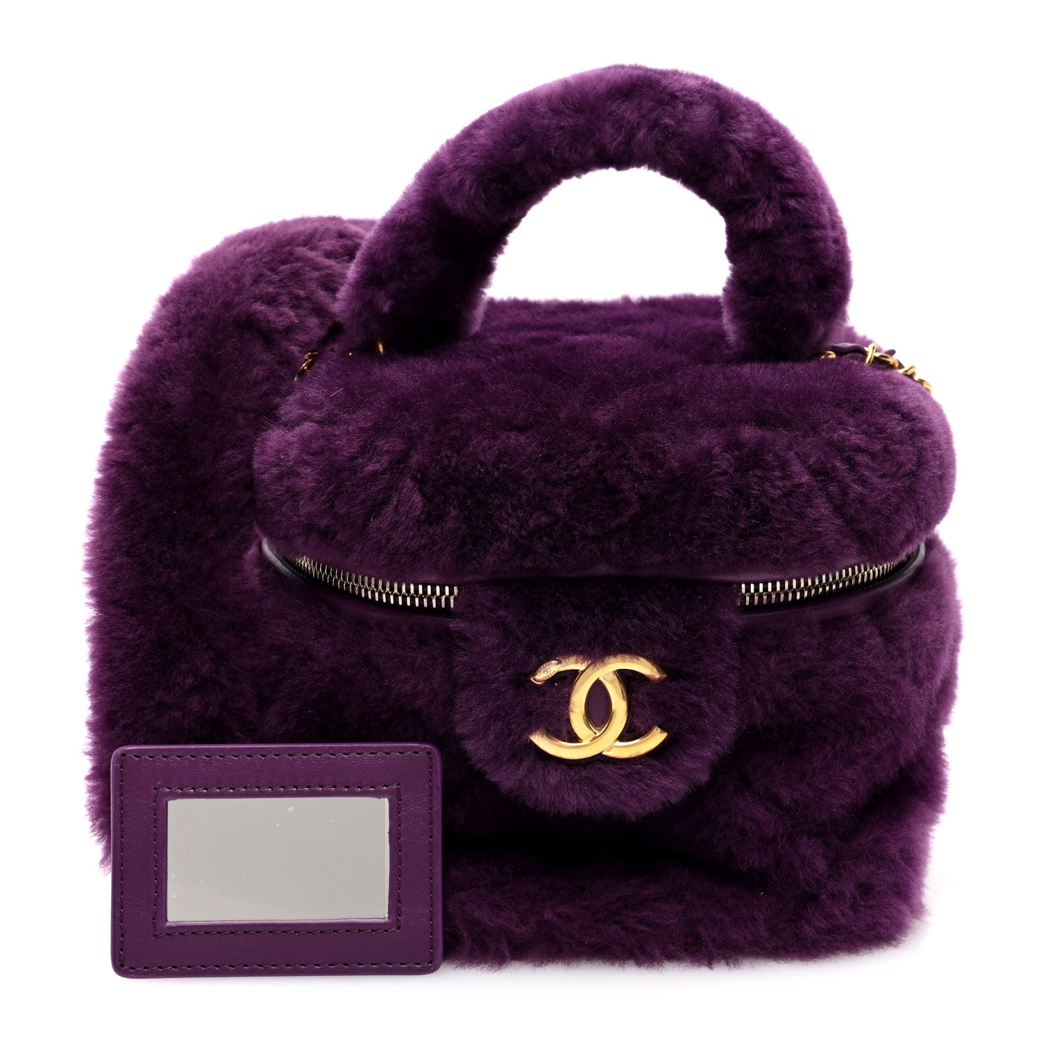 Chanel Shearling Lambskin Quilted Small Vanity Case Purple 3 of 11