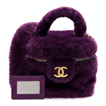 Chanel Shearling Lambskin Quilted Small Vanity Case Purple 3 of 11