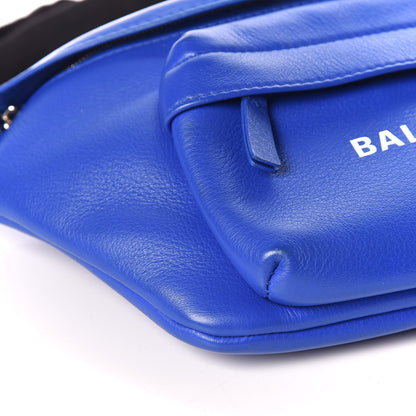Balenciaga Smooth Calfskin Logo Large Everyday Beltpack Bleu Prim White 8 of 13