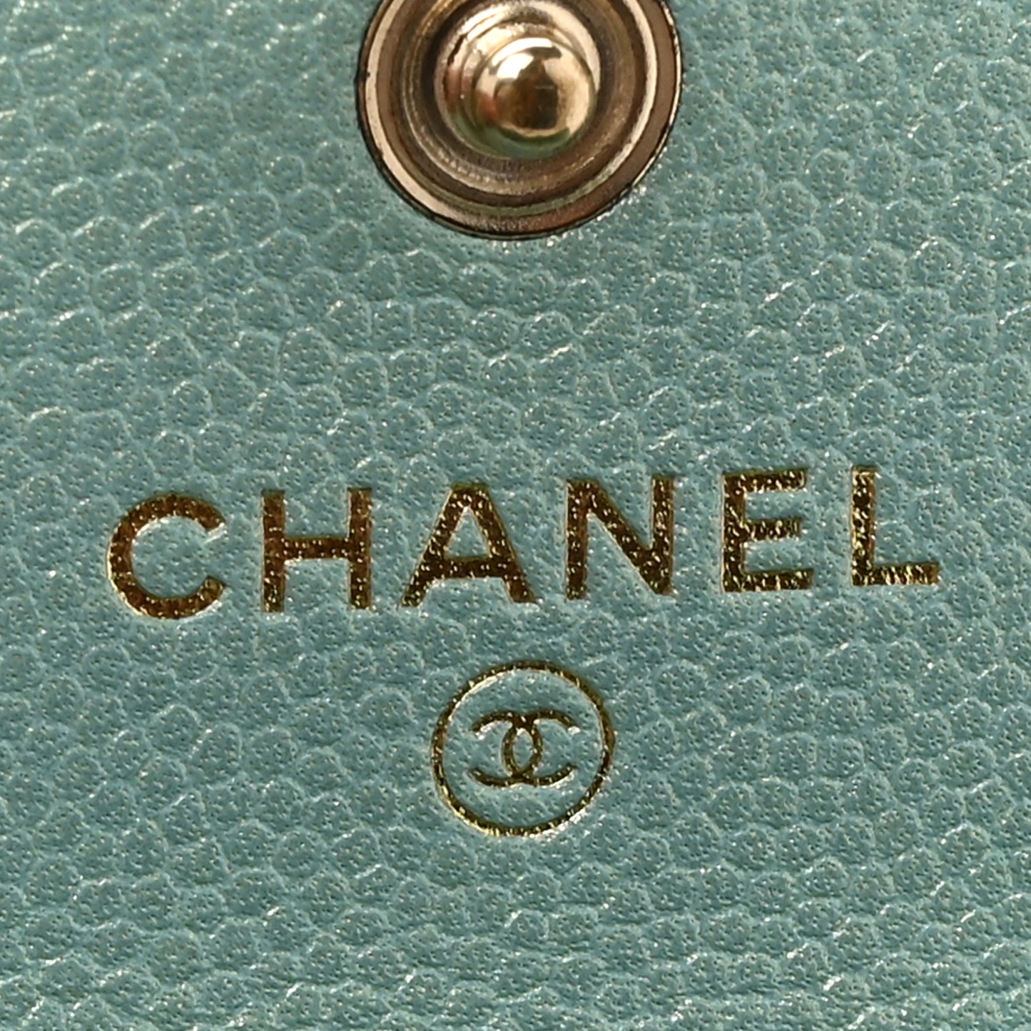 Iridescent Caviar Quilted Pearl On Top Coin Purse With Chain Light Green