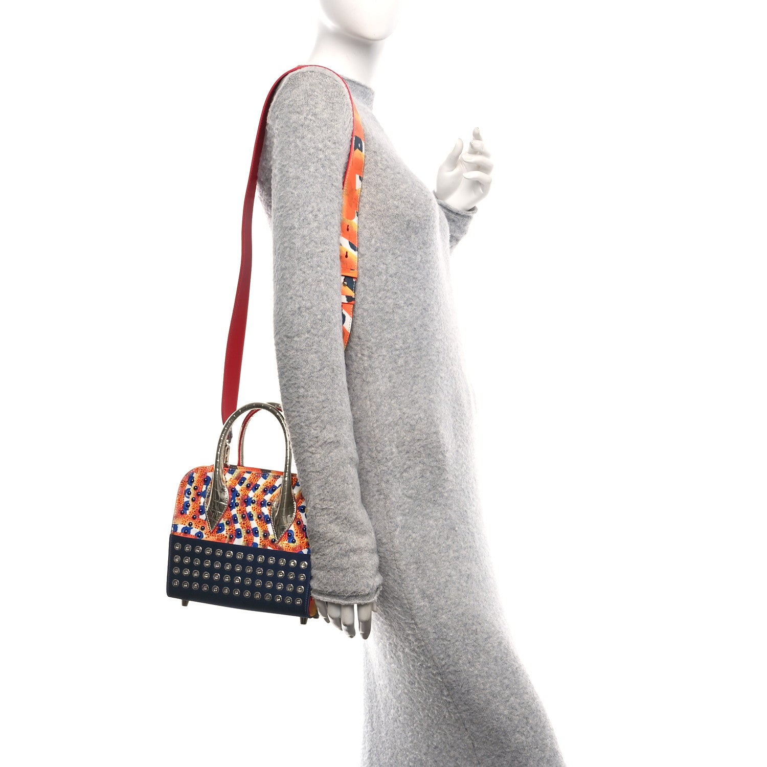 Christian Louboutin Crepe Satin Canvas Embroidered Gaagal Mini Eloise Tote Magma 2 of 10