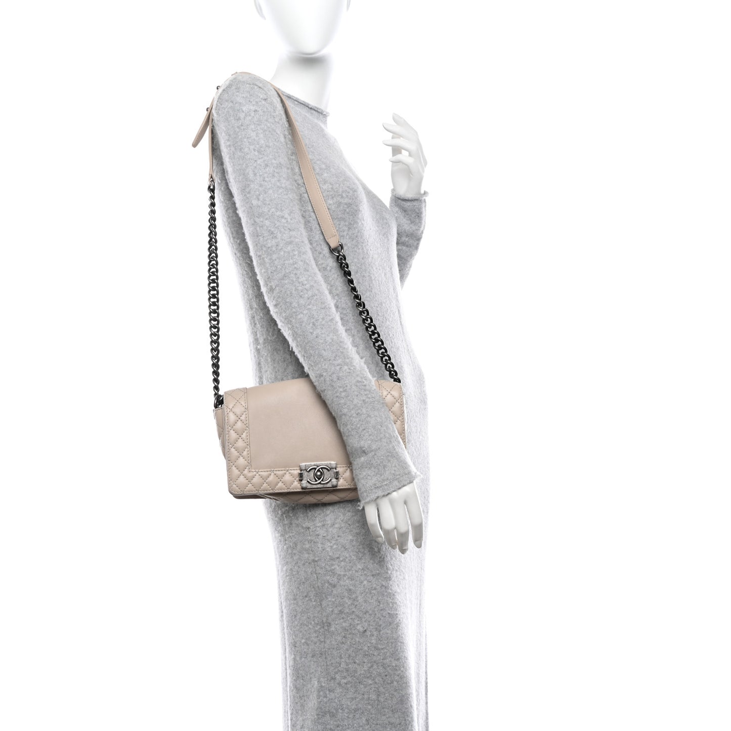 Calfskin Medium Boy Reverso Flap Beige