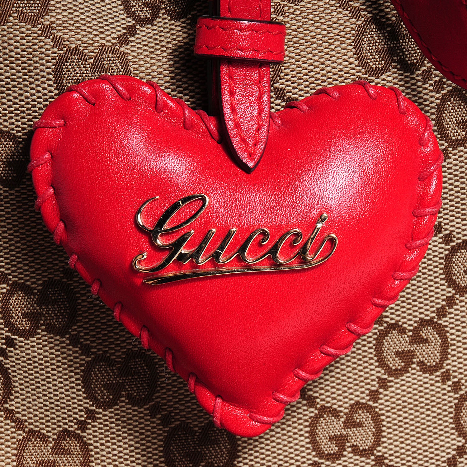 Gucci Monogram Medium Valentine Top Handle Bag Red 10 of 10