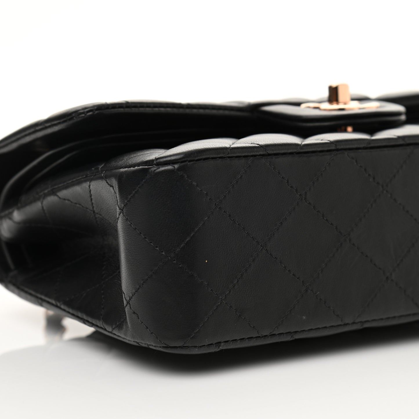 Lambskin Quilted Small Double Flap Black