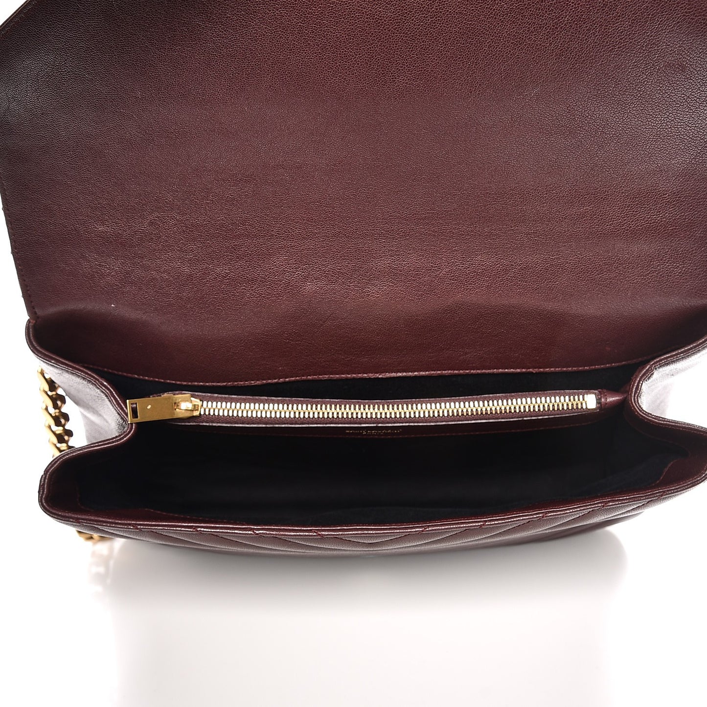 Sheepskin Matelasse Chevron Monogram Large College Satchel Amaranto