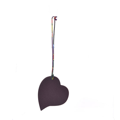 Hermes Togo Epsom Petit H Heart Bag Charm Feu Iris 1 of 3