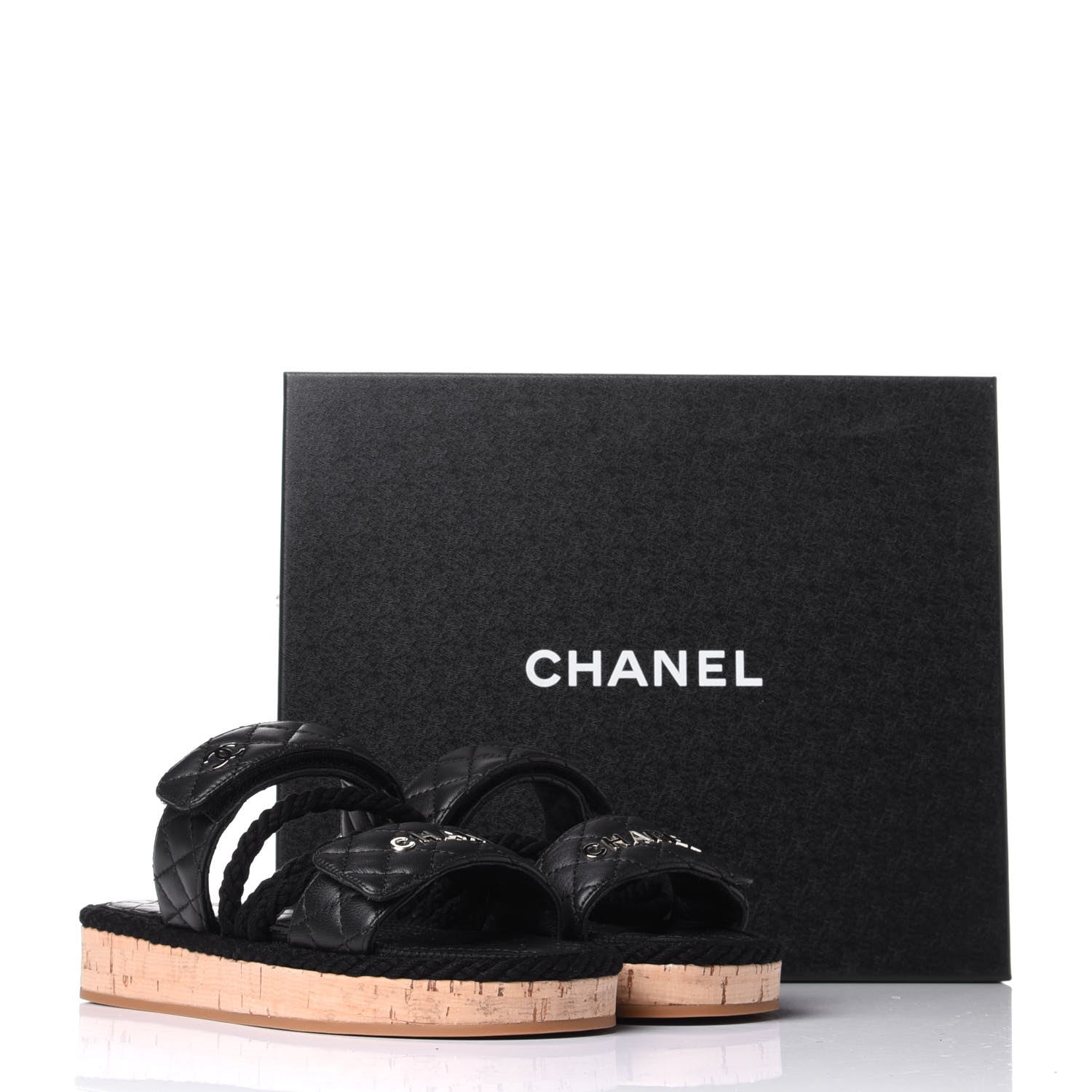Chanel Cord Lambskin Quilted Logo Mules 37 Black 10 of 10