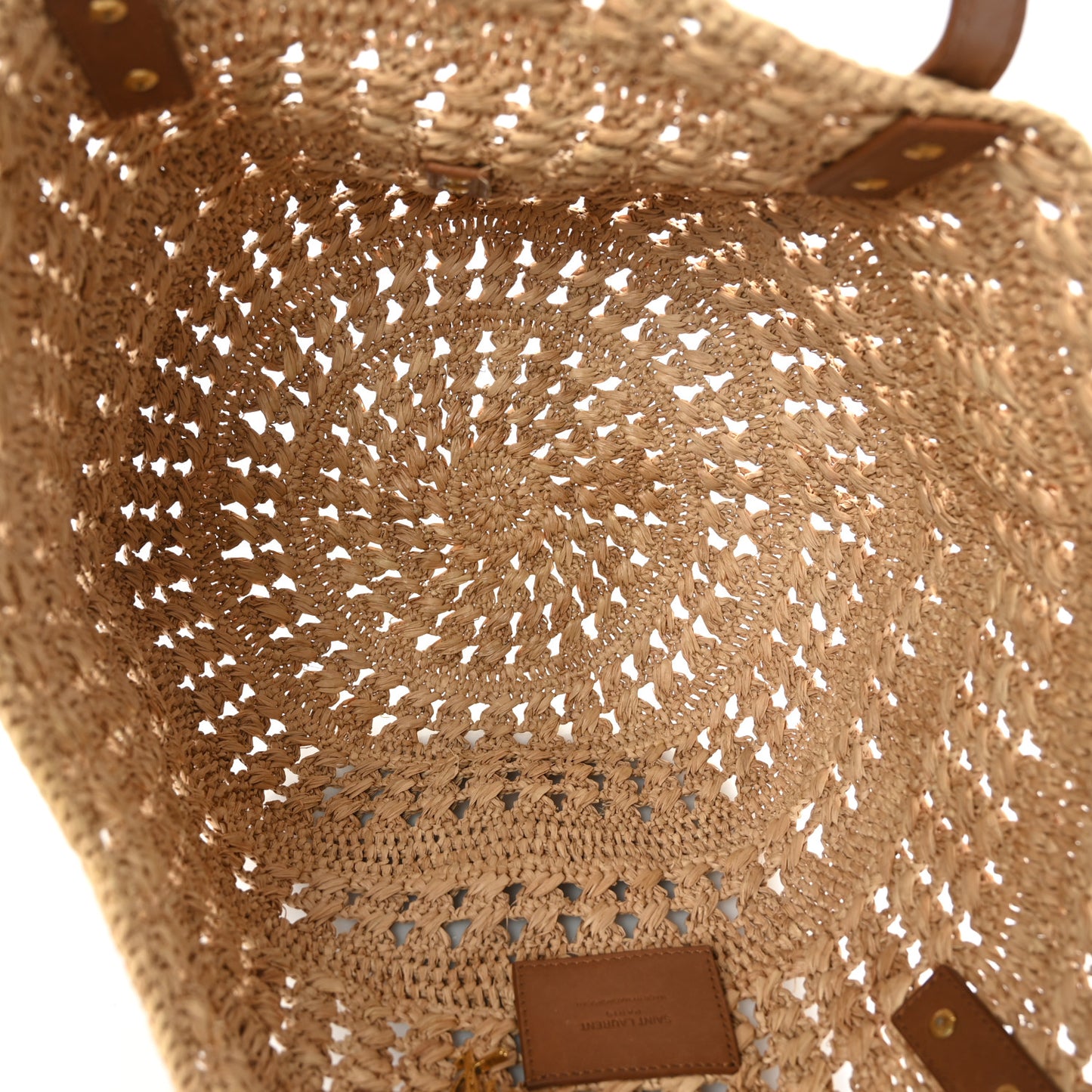 Raffia Calfskin Small Panier Tote Naturel