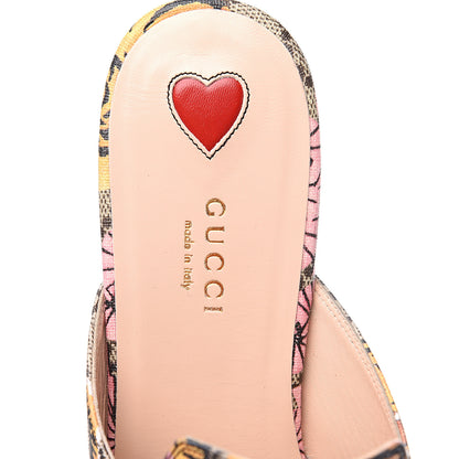 Gucci GG Supreme Monogram Bengal Womens Princetown Slippers 39 Beige Crop Pink 5 of 9