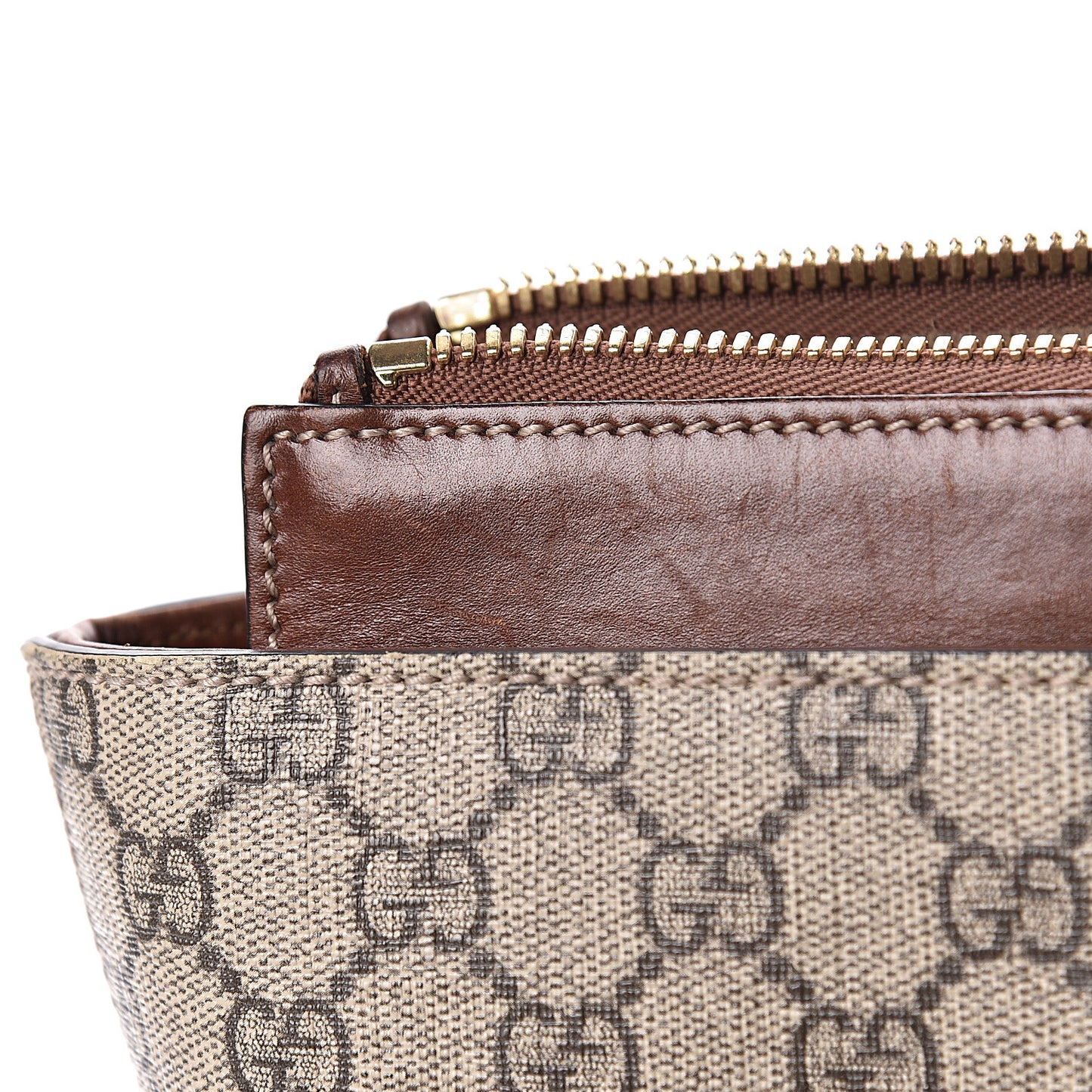 GG Supreme Monogram Medium Zippered Bucket Tote Beige Tuscany