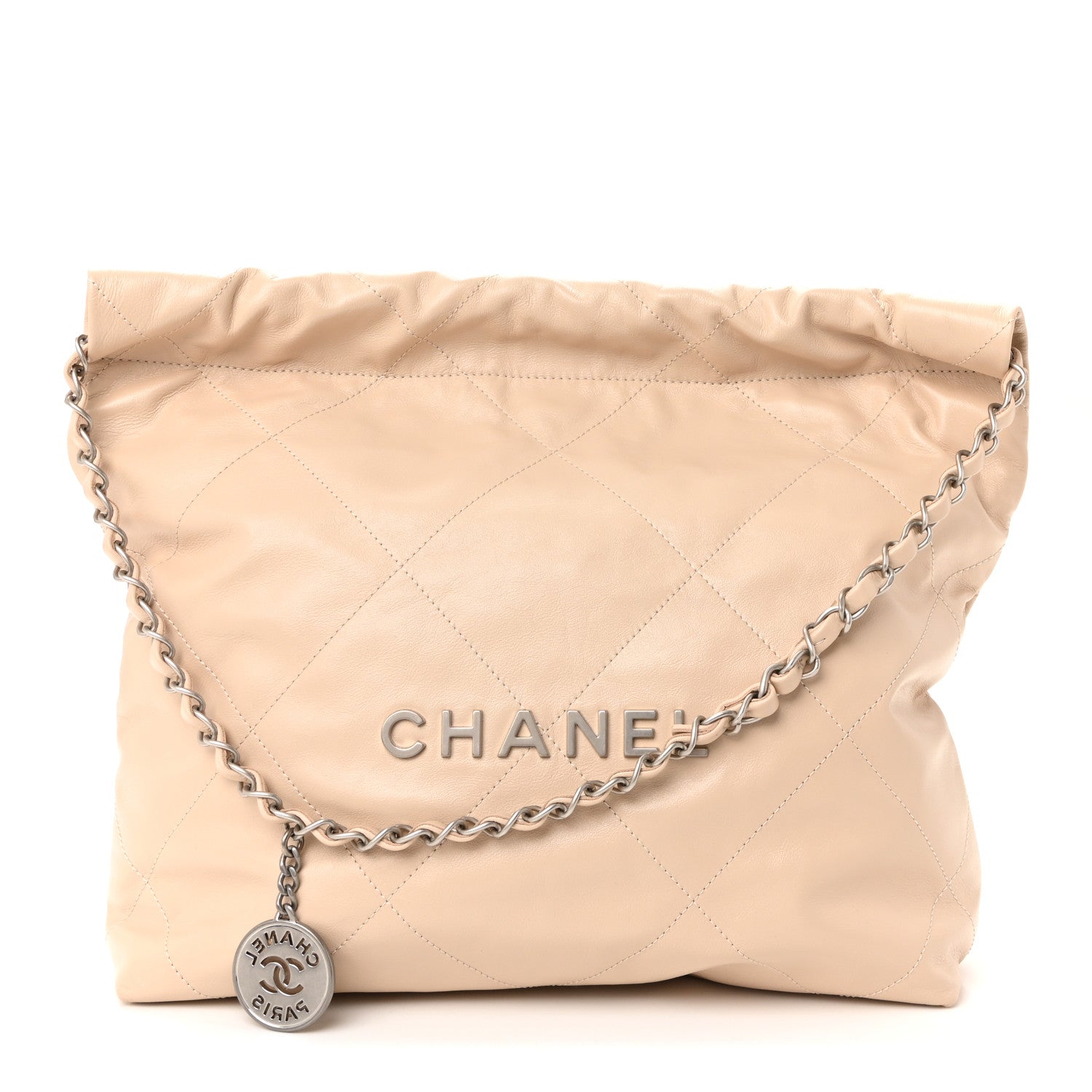 Chanel Shiny Calfskin Quilted Small Chanel 22 Ecru 1 of 21
