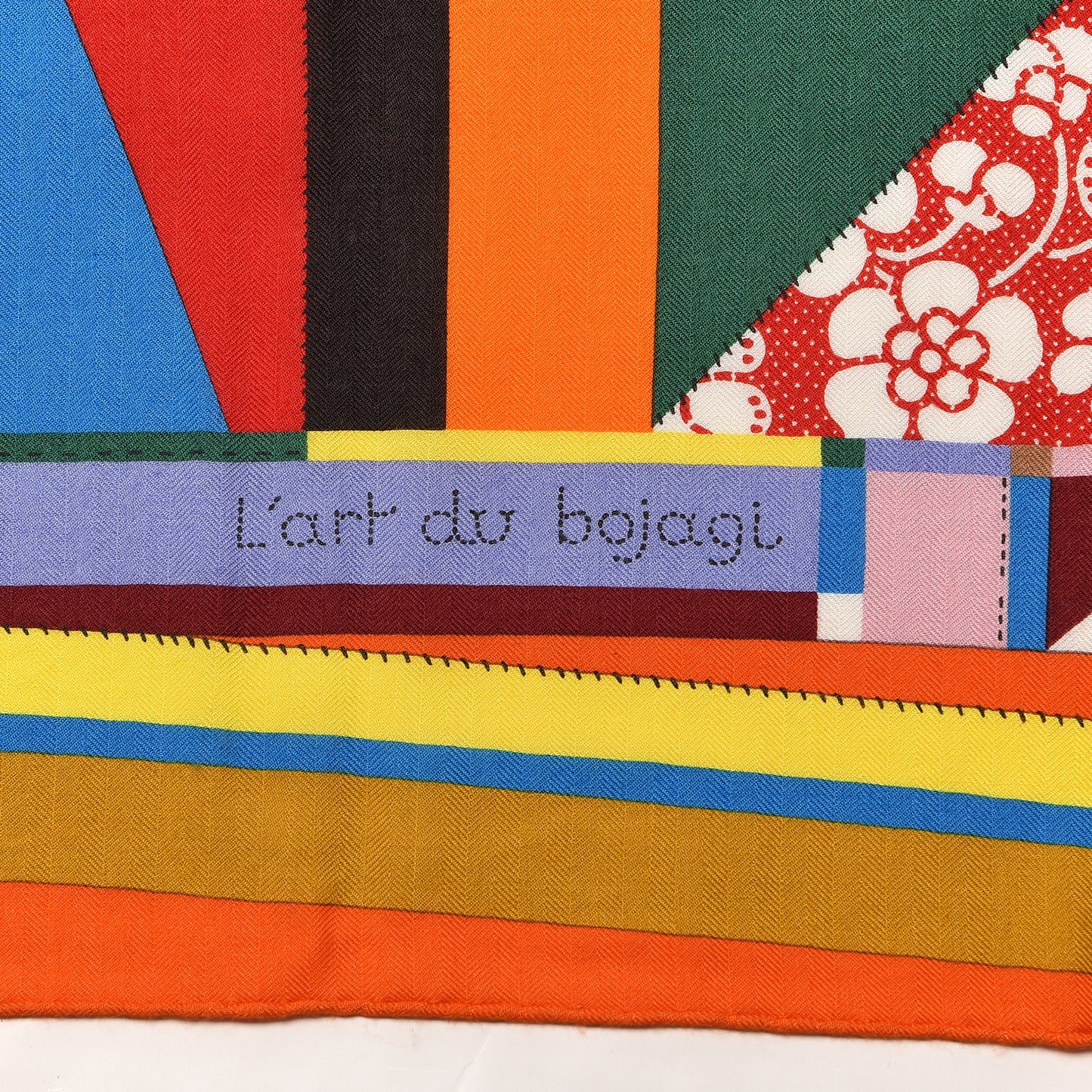 Cashmere Silk L'Art du Bojagi Shawl 140 Orange Vert Jaune