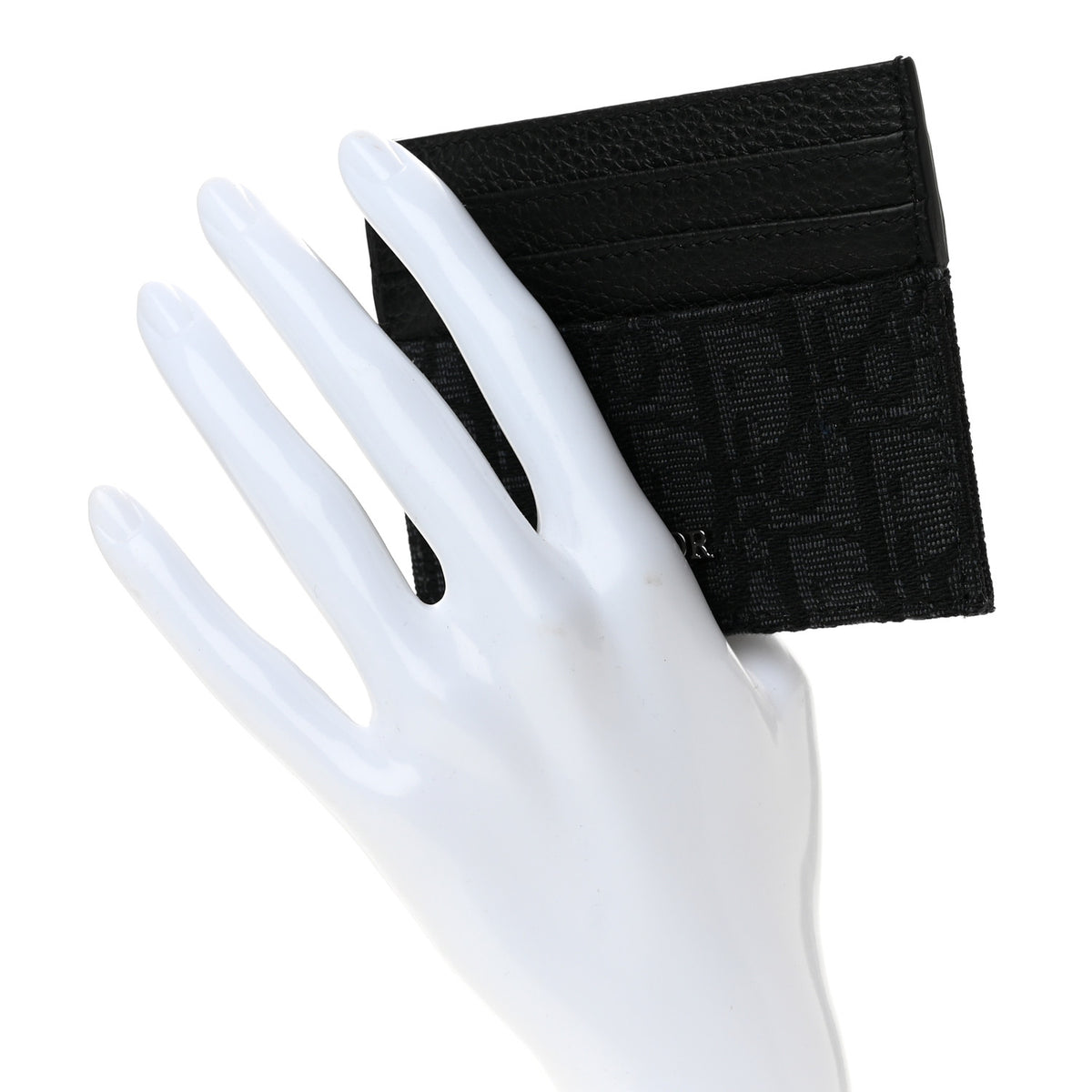 Christian Dior Oblique Jacquard Grained Calfskin Card Holder Black 2 of 10