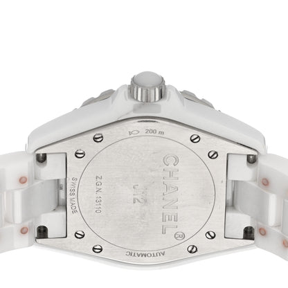 Chanel Stainless Steel Ceramic Diamond 38mm J12 Automatic Watch White 4 of 4