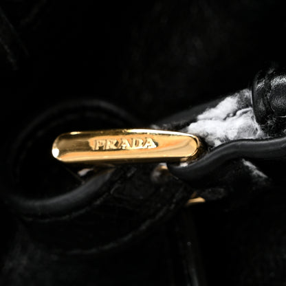Prada Glossy Calfskin Triangle Medium Bonnie Shoulder Bag Black 11 of 15