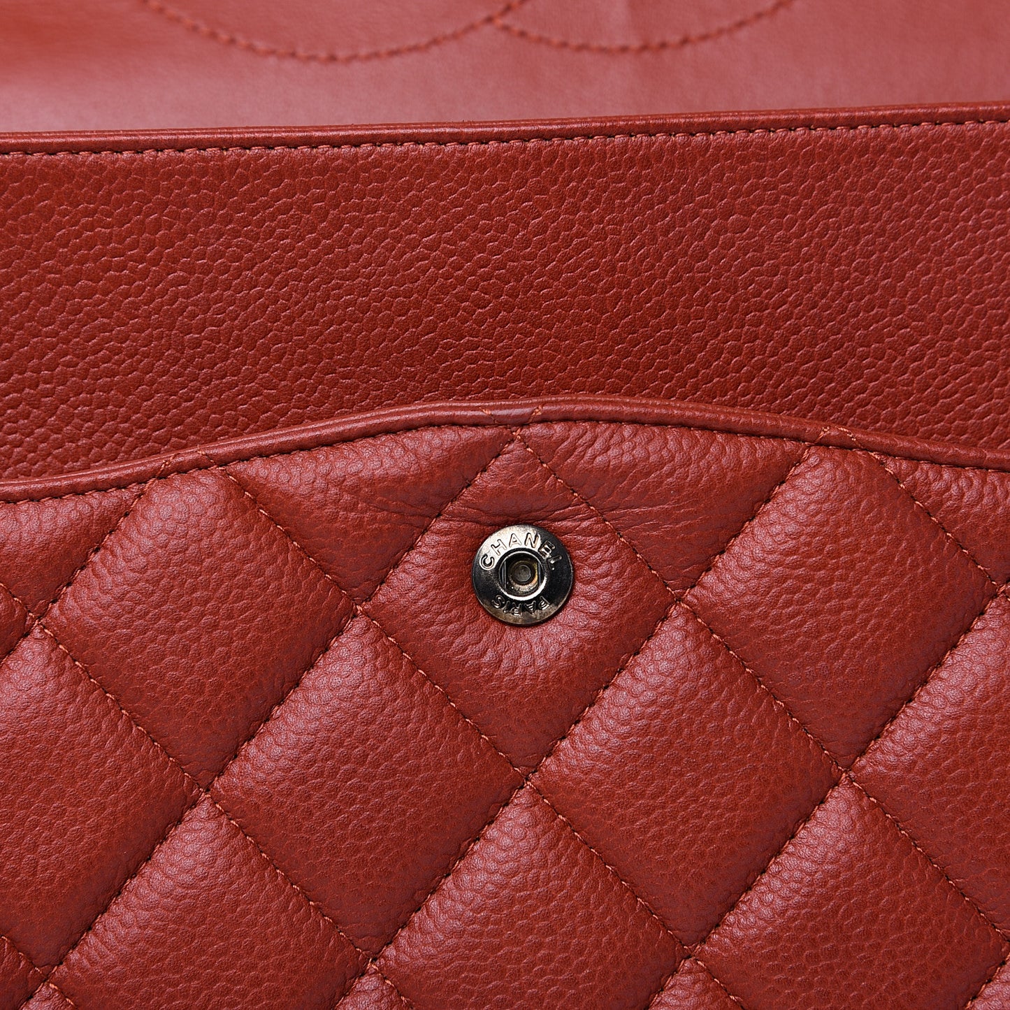 Caviar Quilted Maxi Double Flap Dark Orange