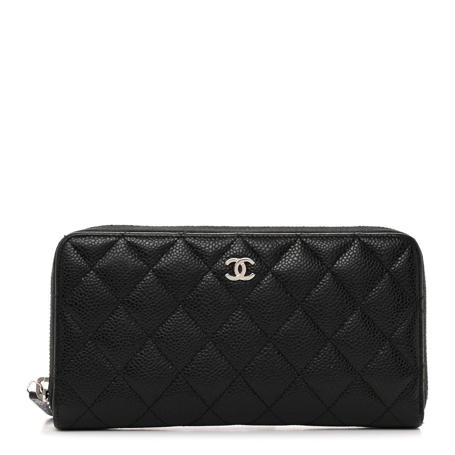 Caviar Quilted Large Gusset Zip Around Wallet Black