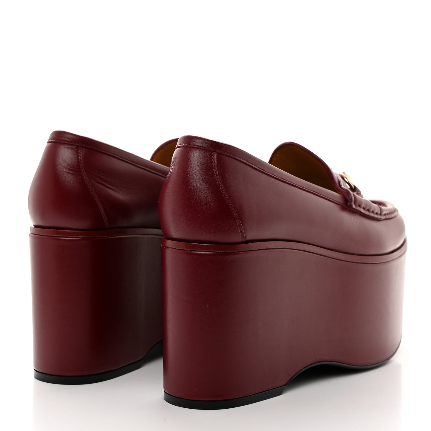Ancora Calfskin Womens Horsebit Platform Loafers 38 Rosso