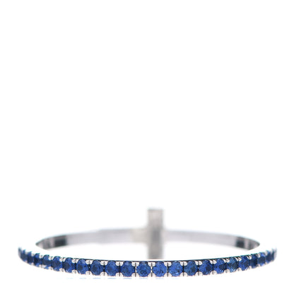 Tiffany 18K White Gold Blue Sapphire T Wire Pave Ring 54 7 3 of 6