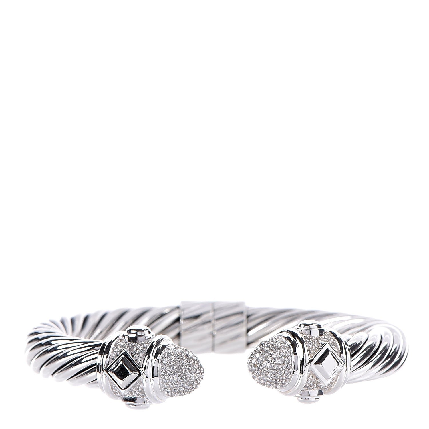 David Yurman Sterling Silver Diamond 10mm Renaissance Bracelet 1 of 6