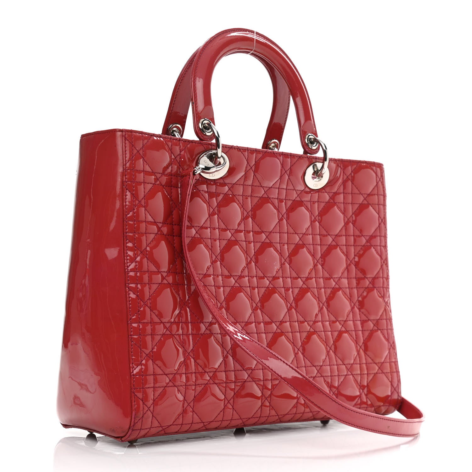 Christian Dior Patent Cannage Large Lady Dior Fuchsia 3 of 16