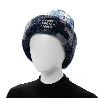 Louis Vuitton Wool Damoflage Beanie Hat Blue 2 of 11