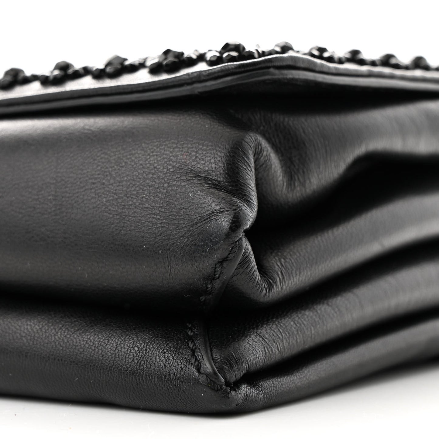 Lambskin Beaded Embroidery Medium Girello Flap Black