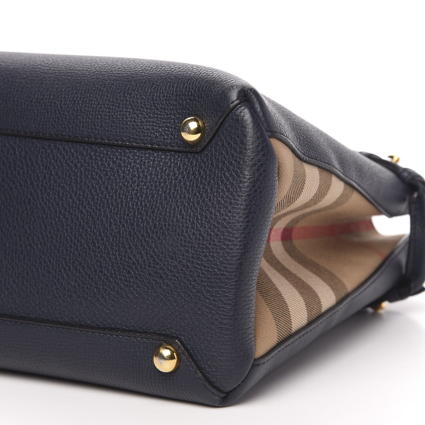 Calfskin House Check Medium Banner Tote Ink Blue