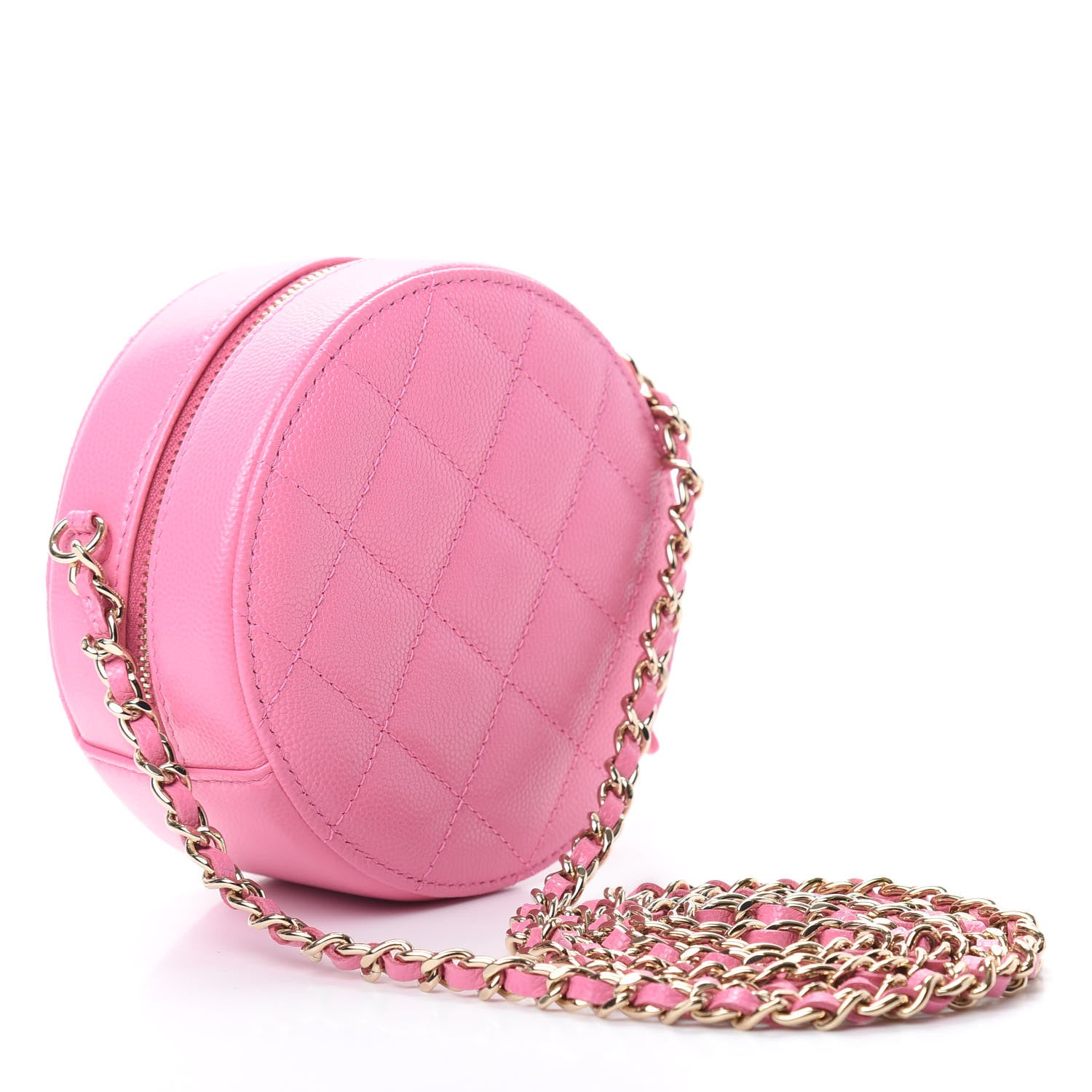 Chanel Caviar Quilted Gripoix CC Round Clutch With Chain Pink 3 of 11