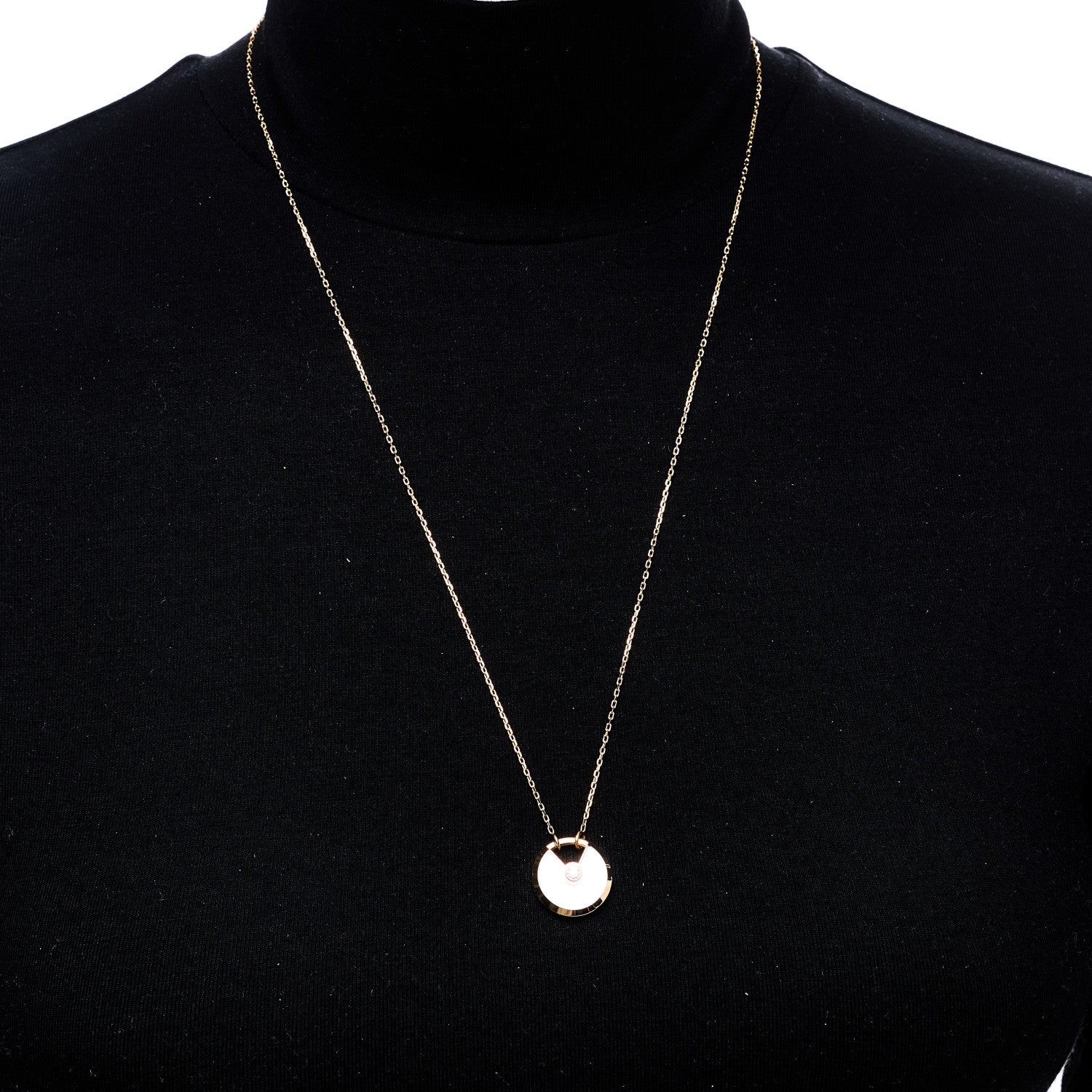 Cartier 18K Yellow Gold Diamond Mother of Pearl SM Amulette de Cartier Pendant Necklace 2 of 4