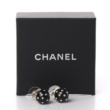 Chanel CC Bead Pearl Drop Earrings Gold Black 4 of 4