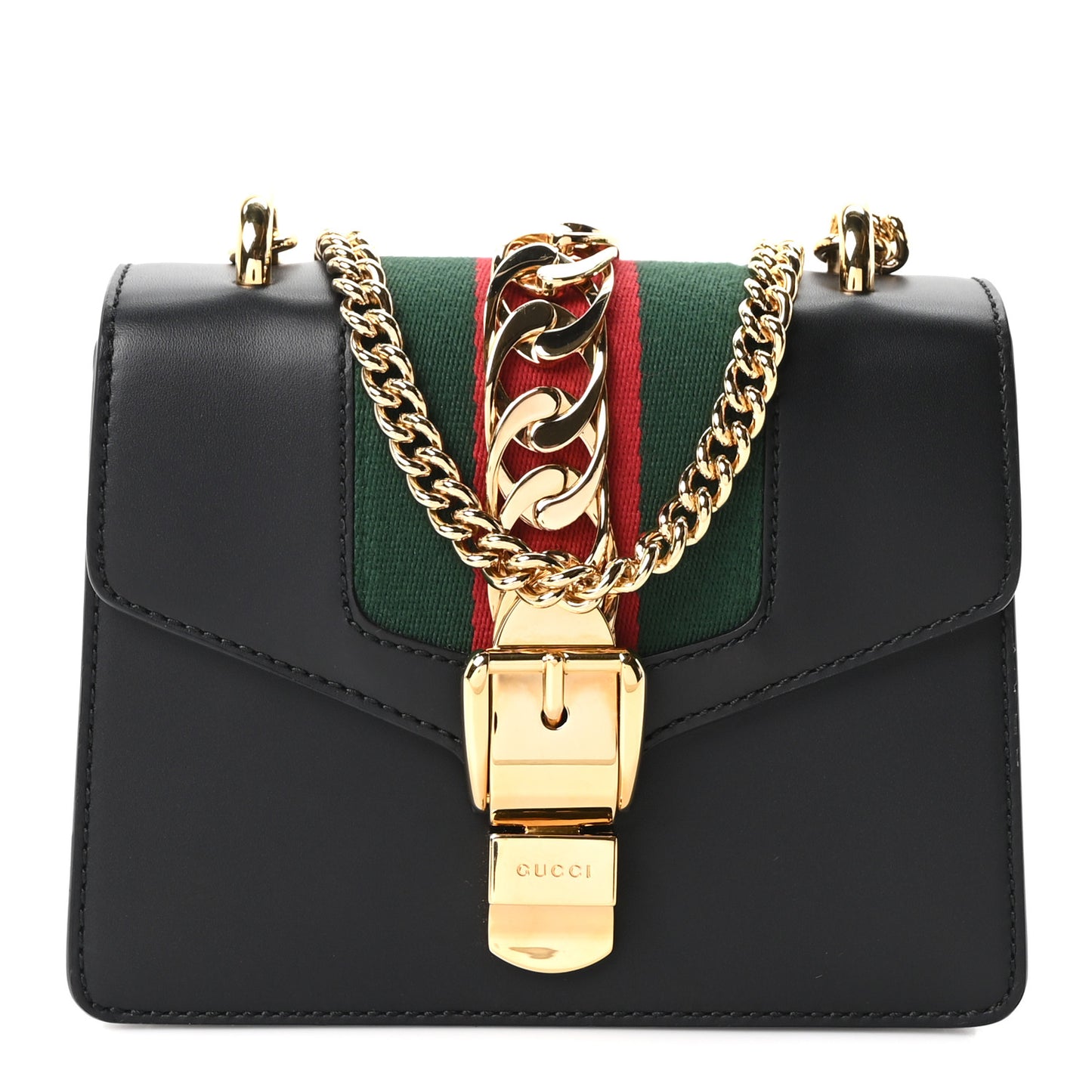 Calfskin Mini Sylvie Chain Shoulder Bag Black