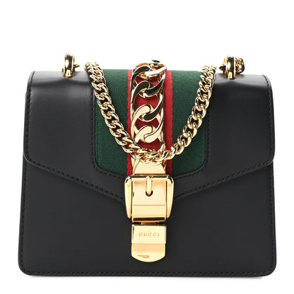 Gucci Calfskin Mini Sylvie Chain Shoulder Bag Black 1 of 10