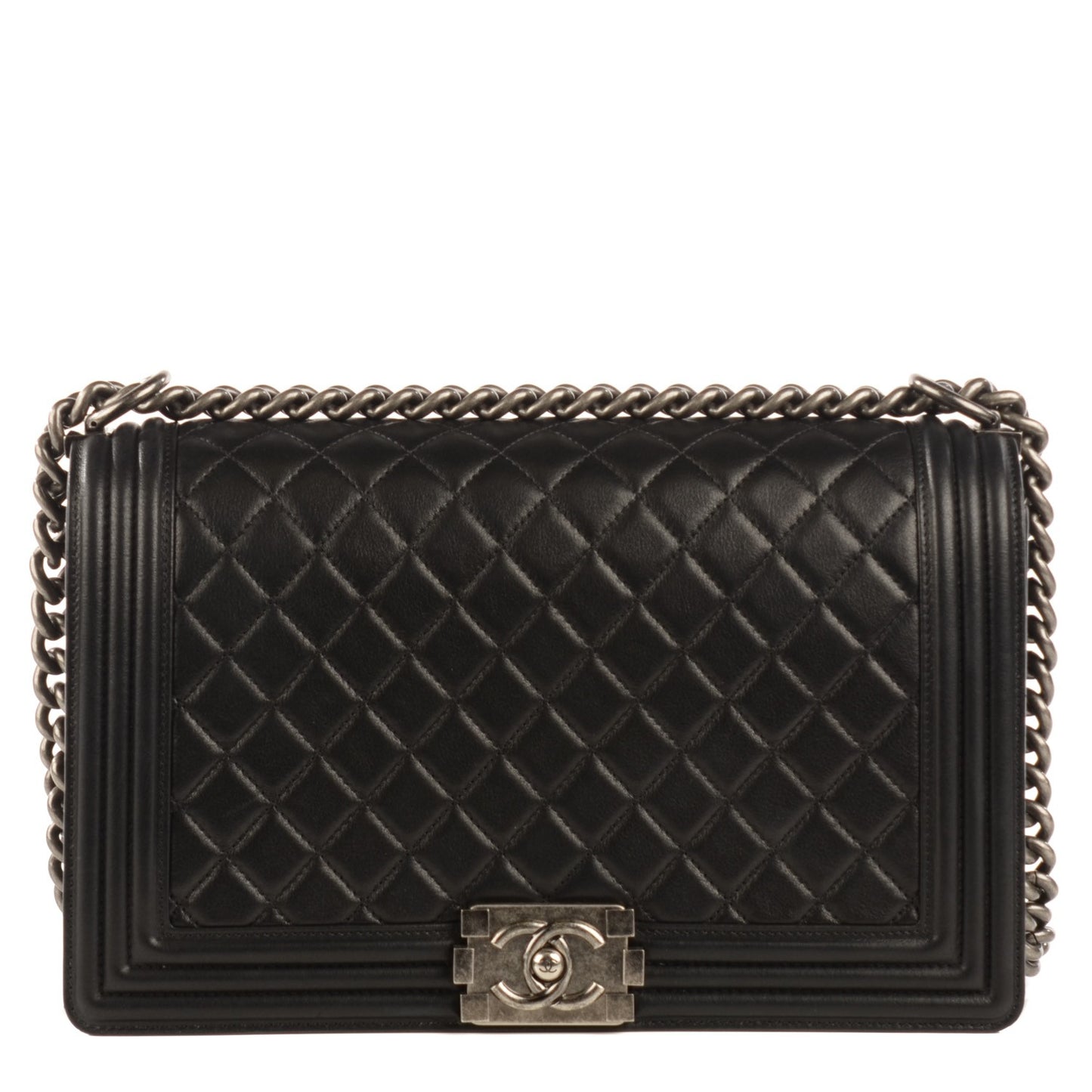 Calfskin Quilted New Medium Boy Flap Black