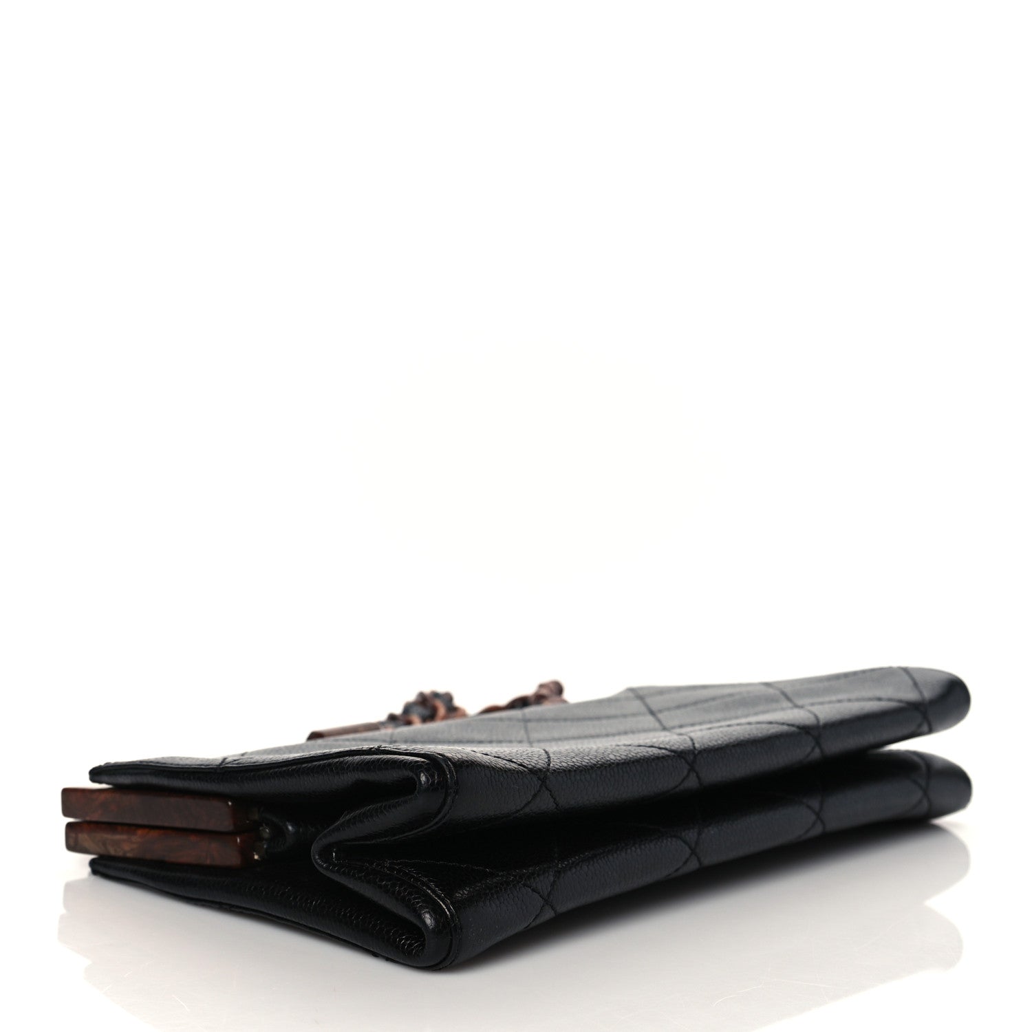 Chanel Caviar Quilted Wood Handle Clutch Black 4 of 9