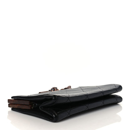 Chanel Caviar Quilted Wood Handle Clutch Black 4 of 9