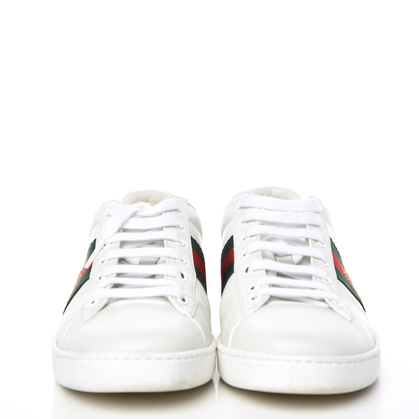 Calfskin Ayers Bee Embroidered Womens Ace Sneakers 37.5 White Green