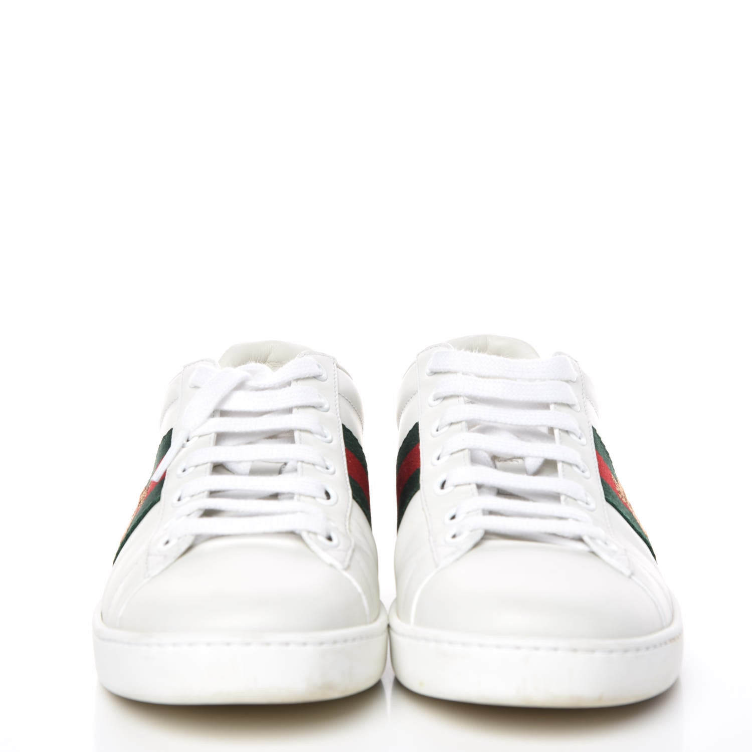 Gucci Calfskin Ayers Bee Embroidered Womens Ace Sneakers 37.5 White Green 2 of 16