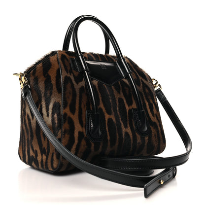 Givenchy Calf Hair Box Calfskin Leopard Print Mini Lock Antigona Shoulder Bag Black Brown 3 of 11
