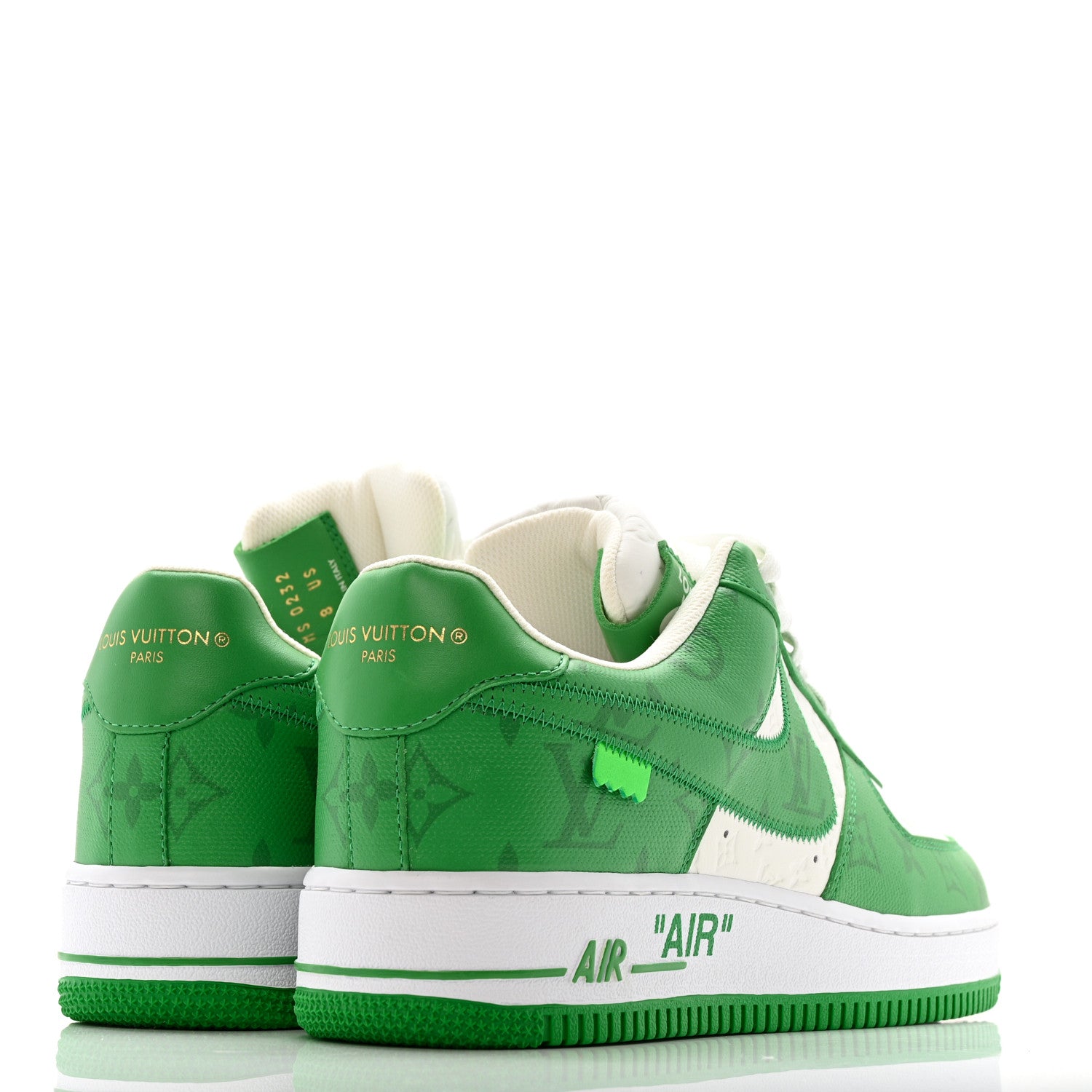 Louis Vuitton X NIKE AIR FORCE 1 Calfskin Monogram Mens Low Top Sneakers 8 Green 5 of 10