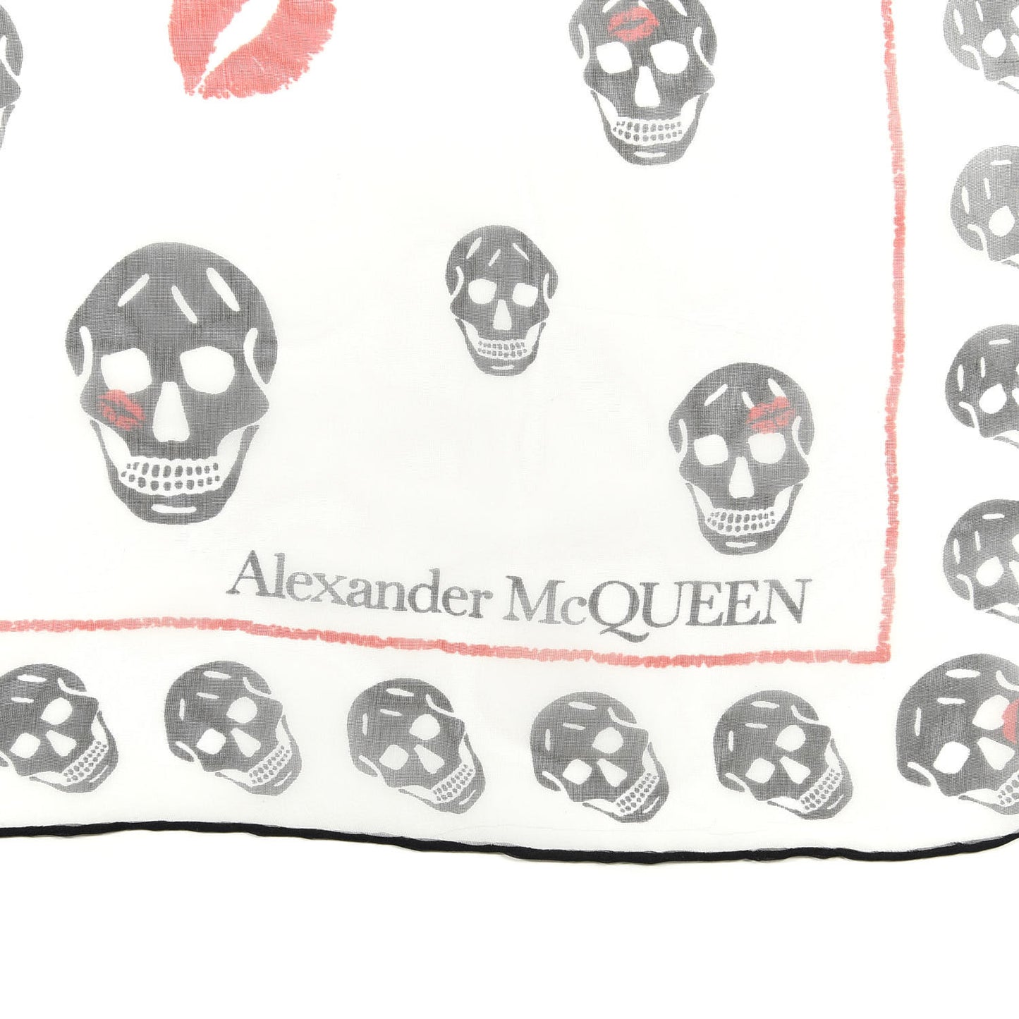 Silk Skull Kisses Scarf Black White