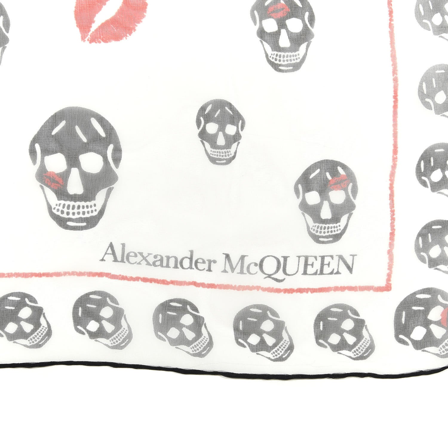 Alexander McQueen Silk Skull Kisses Scarf Black White 2 of 4