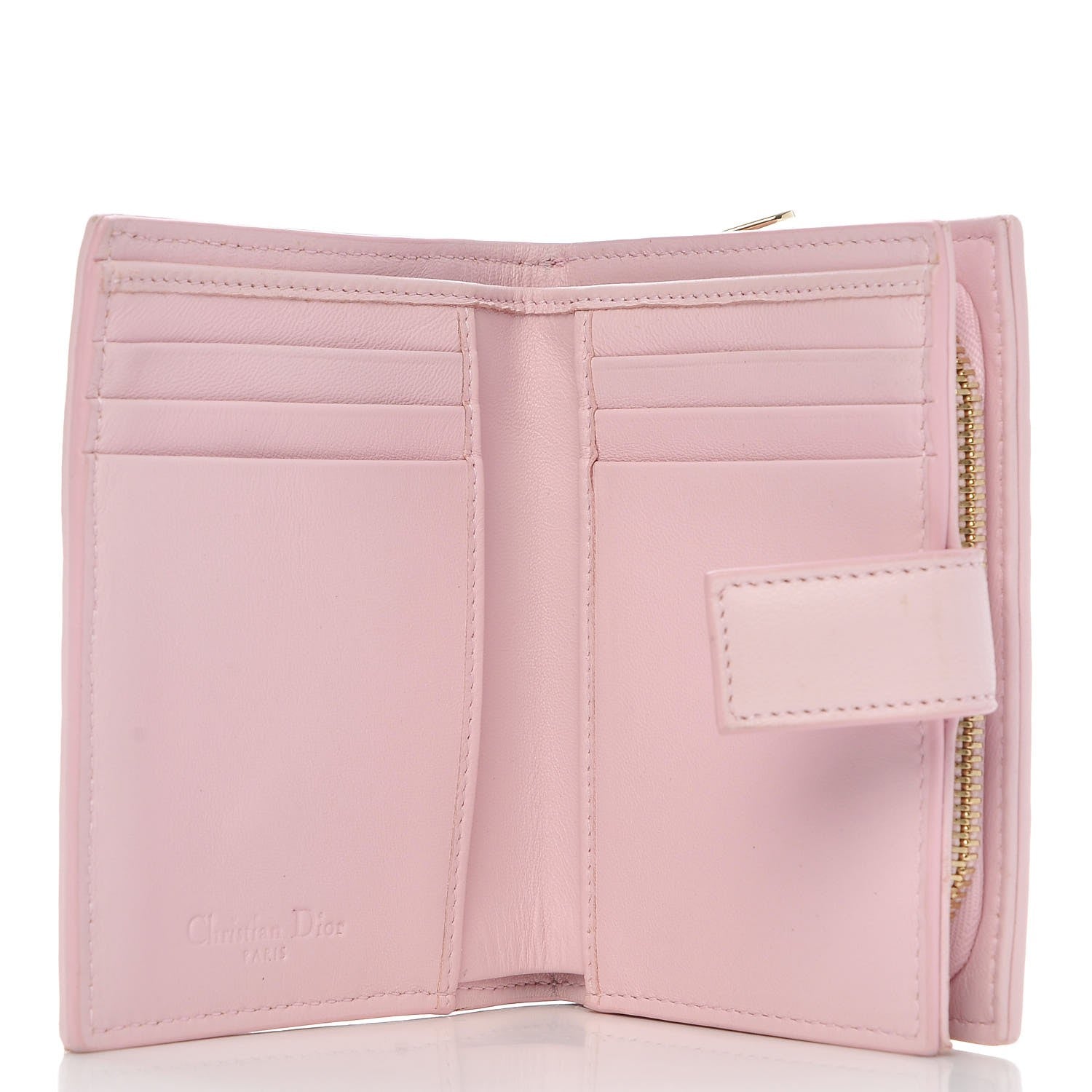 Christian Dior Lambskin Cannage Lucky Badge Eden Wallet Pink 5 of 8
