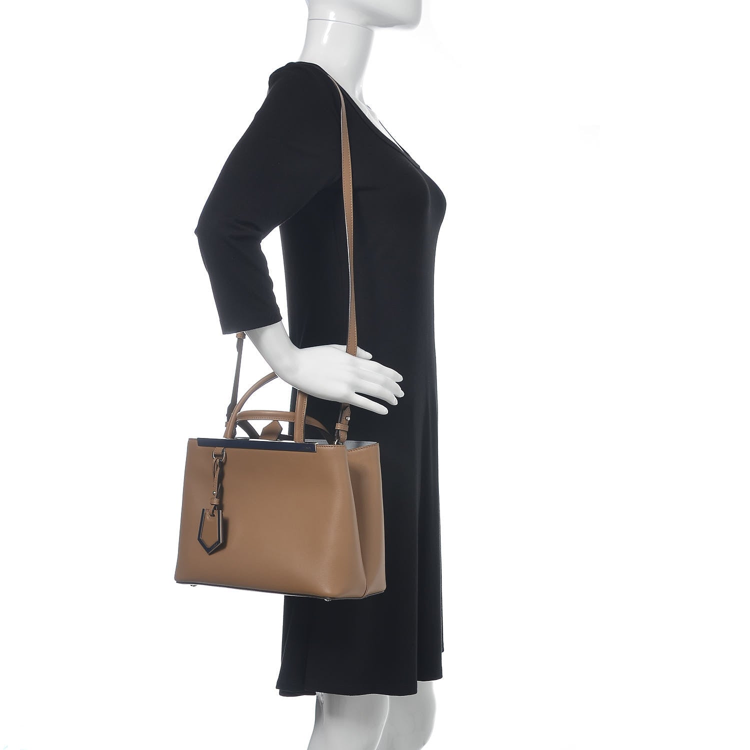 Fendi Vitello Dolce Century Petite 2Jours Tote Sand Polvere 2 of 12