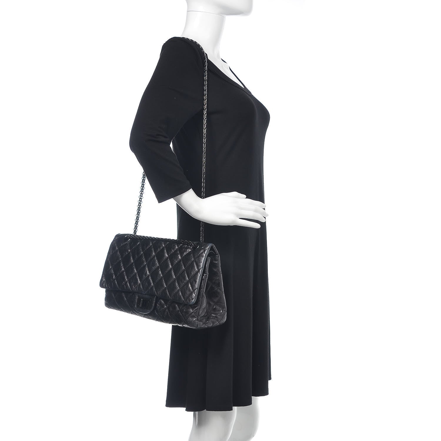 Chanel Metallic Aged Calfskin Quilted 2.55 Reissue 227 Flap So Black 2 of 24