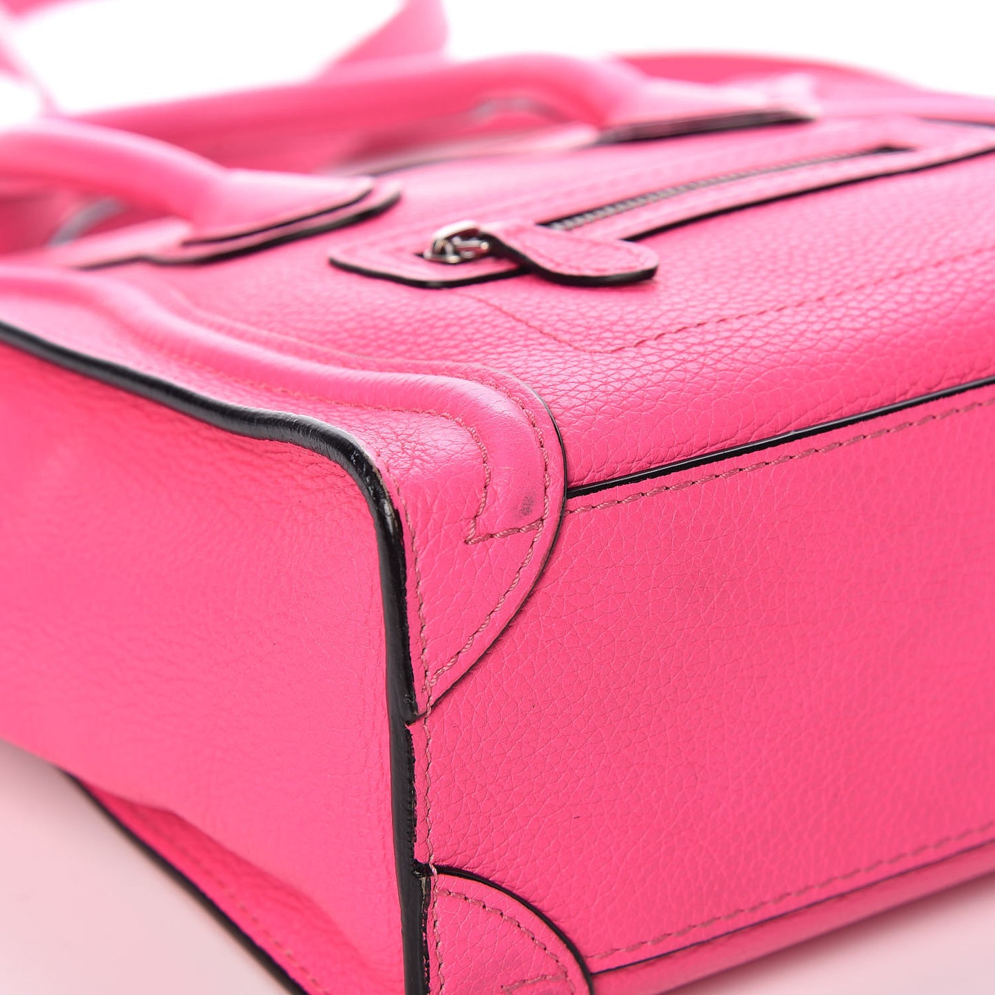 Drummed Calfskin Nano Luggage Fluo Pink