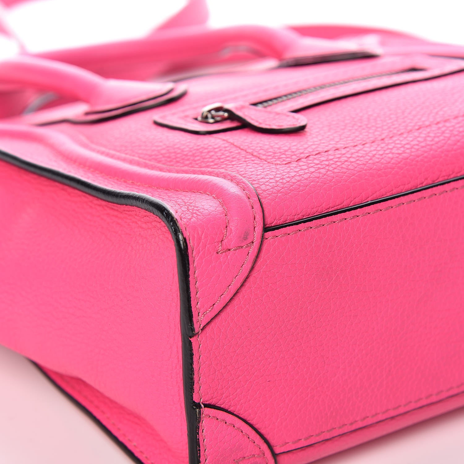 Celine Drummed Calfskin Nano Luggage Fluo Pink 8 of 12