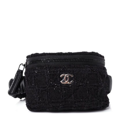 Chanel Tweed Lambskin Quilted Arm Coin Purse Black 1 of 4