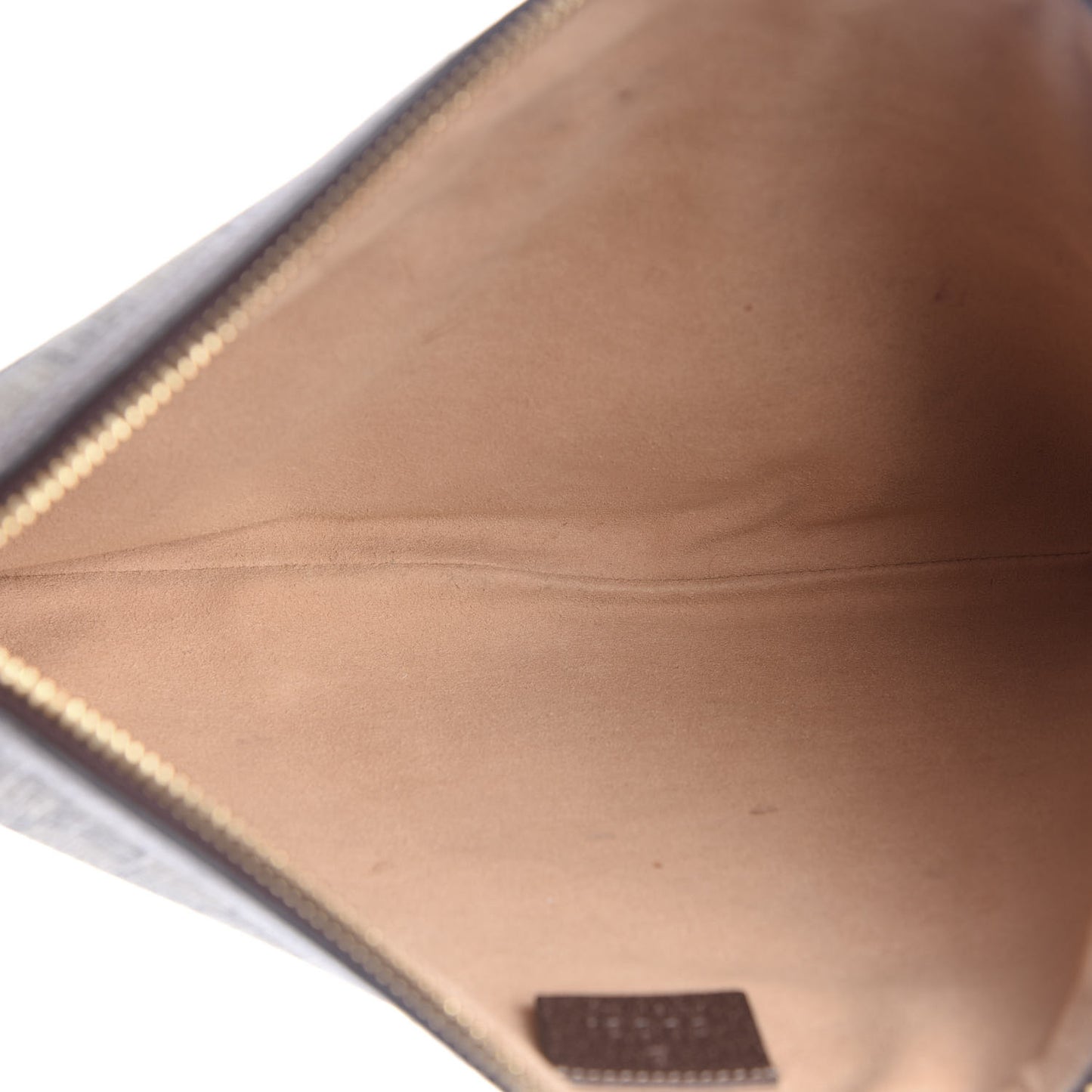 GG Supreme Monogram Large Ophidia Pouch Clutch Brown