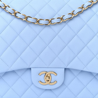Chanel Caviar Quilted Maxi Double Flap Light Blue 8 of 11